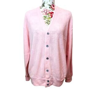 VTG Izod Lacoste Men's Soft Pink Cardigan Button Up Sweater 1989 Preppy Medium